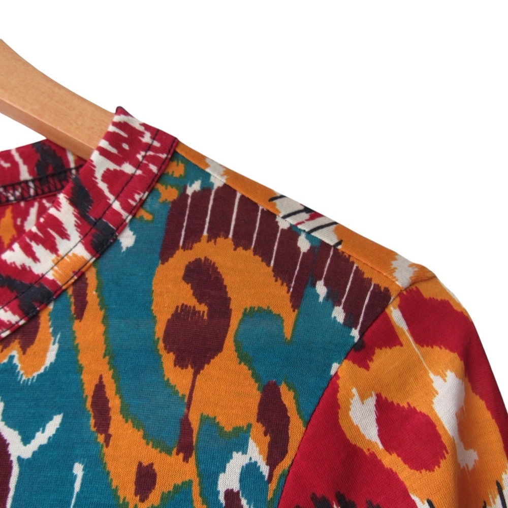 Tory Burch Sabrina Ikat Top Size Small Long Sleeves Pima Cotton Western Aztec - Picture 4 of 10
